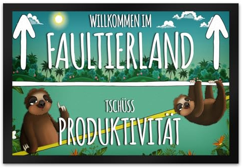 trendaffe - Willkommen im Faultierland Fußmatte XL mit Faultier Motiv