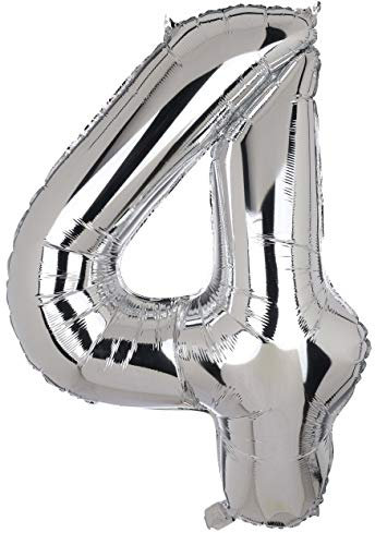 100 CM Groß Silber Zahl 4 Folienballon Luftballon Folien Mylar Riese MäDchen Helium Luftballons Geburtstag Party Deko Lieferungen Baby