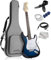 Ashthorpe - 39 Electric Guitar (Blue & White), Full Size Guitar Kit with Padded Bag, Tremolo Bar, Strap, Strings, Cable, Suede, Picks