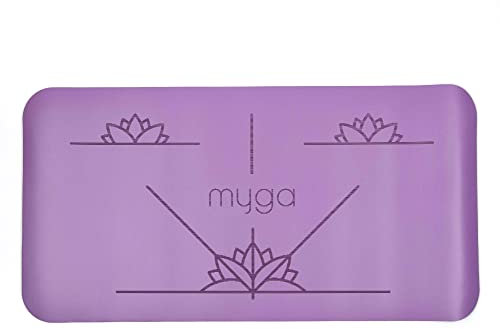 Myga Ausrichtungs Yoga Matte – rutschfeste Pads für zusätzliche Dämpfung mit Knie - Ellbogen und Handstütze – (66cm x 34cm x 5mm) Lila