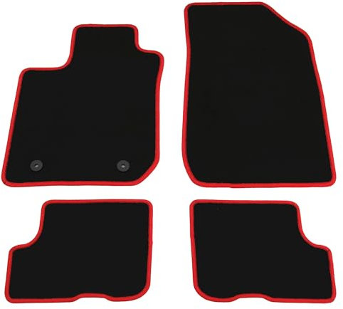 AD Tuning HG16231-ROT Fußmatten Set (4teilig) Schwarz Rot Autoteppiche Matten