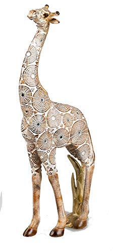 Small-Preis Giraffe Giraffen Giraffenpaar aus Kunststein Dekofiguren Afrika mit Spiegel Elementen sehr dekorativ (Einzelfigur 38 cm)