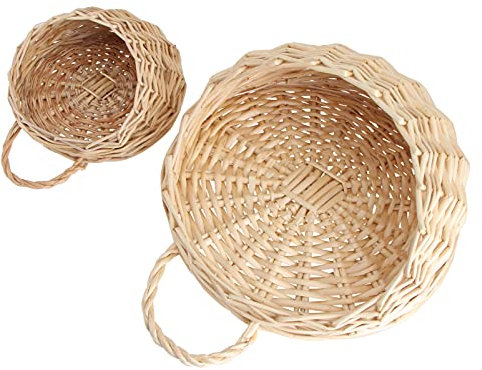 VICASKY 2 Pièces Décor Décor De Cactus Paniers en Osier Déco Panier Suspendu Nid D'oiseau Support pour Plantes D'extérieur Décor Extérieur Pots De Fleurs en Bois Tenture Vase