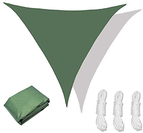 XQKXHZ Tenda A Vela Parasole Triangolare 5X5x5 Metro, Vela Ombreggiante Traspirante Impermeabile Anti UV per Giardino Terrazza Patio Esterno Pergola,Dark Green