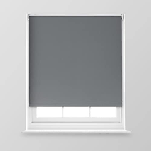 A.Unique Home Premium Trimmable Thermal Blackout Roller Window Blind in a Variety of Colours and Sizes Ideal for any Room - 2FT - Charcoal - 60cm (W) x 170cm (L) | 23.6 (W) x 66.9 (L)