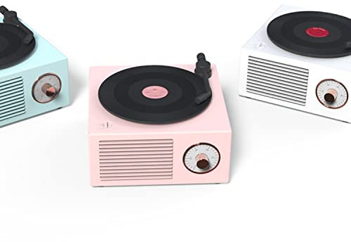 Altoparlante bluetooth in stile classico, lettore di dischi in vinile vintage senza bluetooth, lettore di dischi in vinile creativo, mini subwoofer, regali per fidanzato e fidanzata ( Color : Rosa )