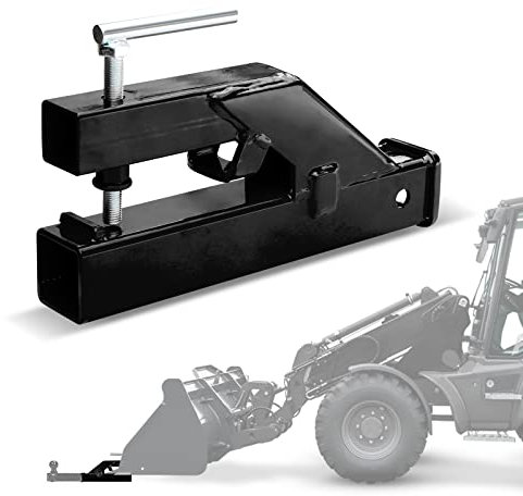 EBESTTECH - Gancio a benna per trattore, 1 pezzo, morsetto sul gancio di traino, ricevitore da 5,1 cm, adattatore per montaggio a sfera compatibile con secchio Deere Bobcat (nero)