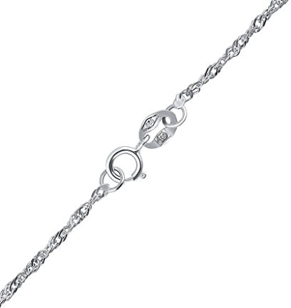SILVEGO Damen Halskette aus 14 Karat 585 Weißgold Singapurkette Breite 1,4 mm