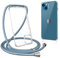 ZTOFERA Crossbody Lanyard Case for iPhone 13 (6.1), Ultra Clear Hard Back + Soft Bumper Protective Phone Case with Strap Adjustable Neck Cord Shockproof Cover, Grey Blue