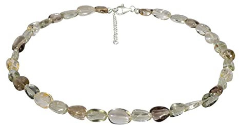XEN Quarz Mix - Collier Trommelstein 48 + 5 cm 925 Silber 48