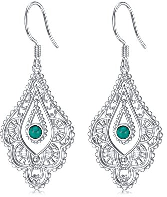 Boho Vintage Ohrringe 925 Sterling Silber Türkis Ohrringe Hängend Türkis Schmuck Boho Schmuck Geschenke für Frauen Damen