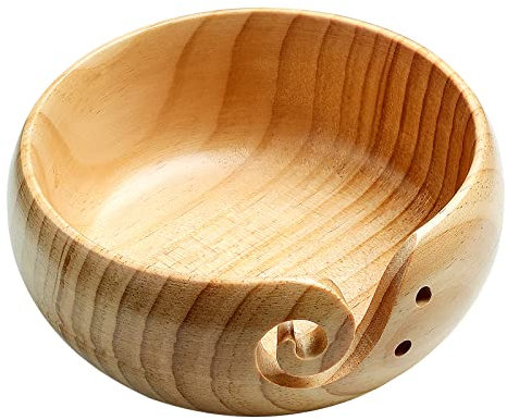 Aeelike Garn Schüssel Holz Garnschale für Wolle Garn, 16 x 7 cm Bambus-Strickschale Holz Wollabwickler Schale für Stricken Häkeln Zubehör DIY Geschenke, Handgefertigte Wollhalter Runde mit löchern
