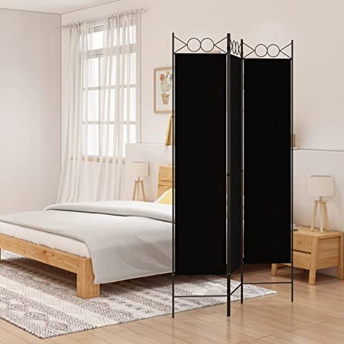 Gecheer 3-TLG. Raumteiler Klappbar Freistehend Trennwand Paravent Umkleide Sichtschutz Spanische Wand Raumtrenner Schwarz 120x200 cm Stoff