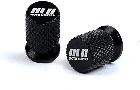 MOTO NOSTRA Ventilkappen Set 2 Stück CNC schwarz glanz universal kompatibel für Roller, Scooter, Vespa, Motorrad, Schaltmoped