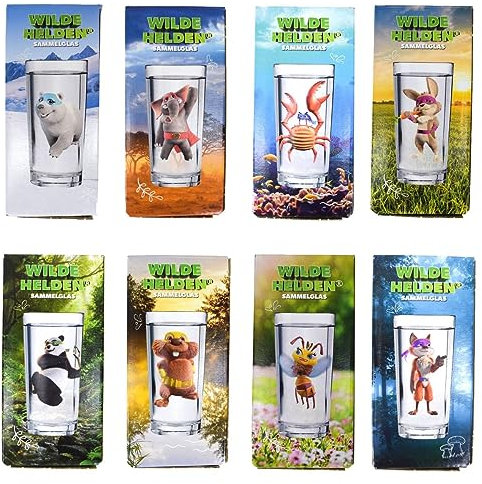 Trinkgläser 8er-Set ca.270ml Wilde Helden Wassergläser Sammelgläser Kindergläser