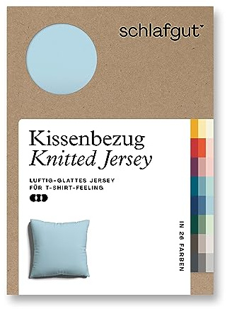 schlafgut Knitted Jersey Kissenbezug 40x40 cm Bio-Baumwolle, Blue Light