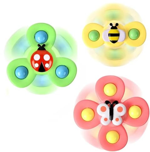 Thunder Group 3 Pcs Suction Cup Spinner Toys|bath fidget spinner for Babies|Baby Suction Spinner Toys for Toddler|Baby Fidget Spinners for Babies|window spinners toy Unisex Under 6 Year (Fluttering)