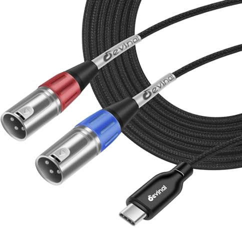 Devinal 3.3 FT USB-C to Dual XLR Stereo Audio Cable Converter Adapter for Amplifier, Speaker, Mixer Console, Studio Recording & Live Sound Equipment - Gold-Plated Connectors, Noise Reduction
