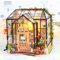 DIY Miniature House Garden 1:24 Gewächshaus Mini Haus Modell DIY Puppenhaus Miniatur mit Licht Miniatur Haus für Erwachsene undMiniatur-Puppenhaus-Kit