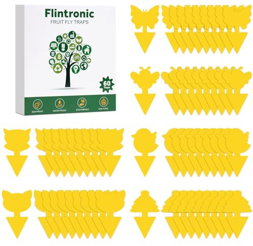 Flintronic 60 Stück Gelbsticker Trauermücken Bekämpfen, Fliegenfalle, Gelbe Klebefalle, Trauermücken Bekämpfenfür, Gelbtafeln für die Zimmerpflanzen Schädlingsbekämpfung