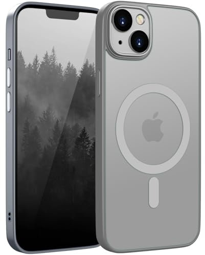 HGH Magnetisch Hülle für iPhone 13 6,1 Zoll Kompatibel mit MagSafe Kabellosem Laden, Durchscheinende Matt Handyhülle für iPhone 13 Dünn Stoßfest Schutzhülle Grau