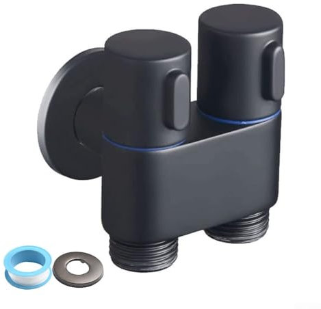 Grifo de lavadora de doble control, válvula triangular de una entrada y salidas para baño, inodoro, bidé, pulverizador (gris)