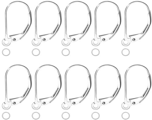 Simsky 10 Pezzi Ganci per Orecchini Argento Sterling 925, Ganci per Orecchie Posteriori Con Leva Francese, Ganci per Orecchini Fai da Te, per Orecchini per Creazione di Gioielli Fai da te