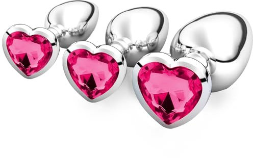 3 Pièces plug anale, Plug anale debutant Grand Moyenne Petite taille Plug,et Facilement Nettoyable,Jouets Sexuels Anaux De Luxe En Forme De Coeur Sex toys butt plug pour homme femme (Rose rouge)