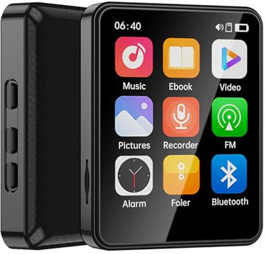 Lettore MP3 MP4, Lettore Musicale MP3 con Schermo Full Touch da 2,4 Pollici e Memoria, Lettore MP3 Classico Altoparlanti HD Integrati, Supporto per Radio FM (Senza scheda di