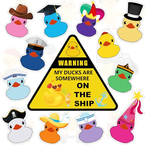 Hoteam 13 Pcs Duck Cruise Door Magnet Fun Themed Duck Cruise Door Decorations Decorative Magnetic Decorations Reusable Magnets Magnetic Stickers Decals for Fridge Carnival Car, 13 Style(Colorful)