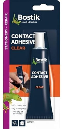 AMK® Bostik Evo Stik Contact Extra Strong Clear Adhesive 50ml Quick Dry Multi Purpose Long Lasting DIY At Home