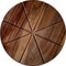 BABOSSA® Pizzabrett aus Akazienholz | 32cm Durchmesser, 14mm Stärke | Einseitig mit Schneiderillen & Glatt als Servierplatte | Dunkles Holz Servierplatte für Pizza, Flammkuchen, Kuchen