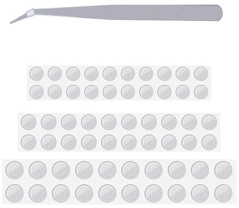 GIONAR 60Pcs Earbuds Dust-Proof Mesh with Glue Stainless Steel with 1 Plier, 3.5mm 4mm 4.5mm Earphone Dust Network Headphones Parts Compatible for Beats X, Panasonic, PHILIPS and Anker