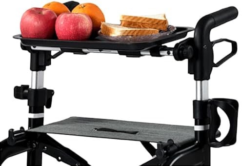 FabaCare Tablett für Outdoor-Rollator Puma Air, Rollatortablett, Ablage für Rollatoren, Rollator-Tisch, Rollatorbrett, Rollatoren-Brett, Rollator-Brett, Rollator-Tablett, schwenkbar, schwarz