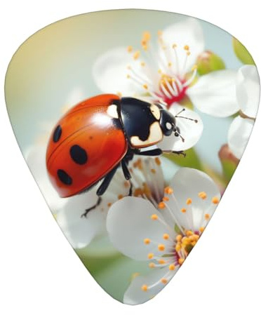 Butterfly Ladybug Flower Gitarrenplektren mit Aufbewahrungskoffer, 0,46/0,71/0,96 mm, inklusive dünnen, mitteldicken Gitarrenplektren für E-Gitarren, Bass, Ukulele, 12 Stück