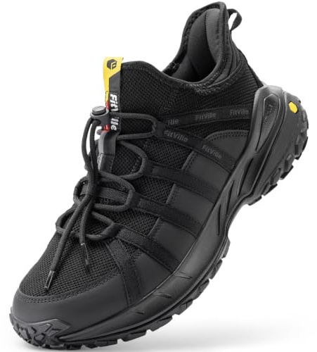 FitVille Zapatillas de Senderismo Hombre Extra Anchos Zapatos de Trekking Sin Cordones Transpirables Montaña Zapatillas Ligeros para Caminar Exterior Antideslizantes