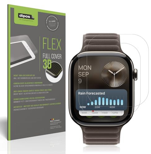 dipos Flex 2X Schutzfolie matt passend für Apple Watch Series 10 (42mm), Antireflex, 100% Displayabdeckung, Fingerprint Kompatibel, case-Friendly, Full Cover Displayschutz Folie