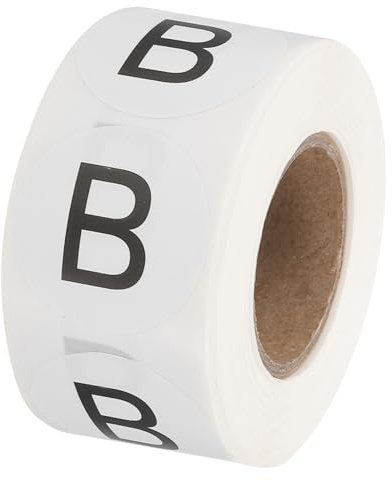PATIKIL Etiquetas de Inventario de Letras B Pegatinas de Letras Mayúsculas | 1 Rollo/Total 500Pcs, de 1 Autoadhesivas Redondas de Puntos de Codificación, para Oficina Almacenamiento