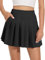 Eisnnu Frauen Mädchen Kurze hohe Taille Taschen gefaltete Rock, Basic Solid Dehnbaren Informell Mini Skater Rock mit Shorts S-XXXL (DE/NL/SE/PL, Alphanumerisch, 3XL, Regular, Regular, Schwarz)