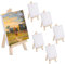 Mini Staffelei Holz 15x8cm mit Mini Leinwand 10x10cm, 6 Stück Staffelei Klein Tischstaffelei Set Leinwand Ständer für Malen Basteln Tisch Deko Party