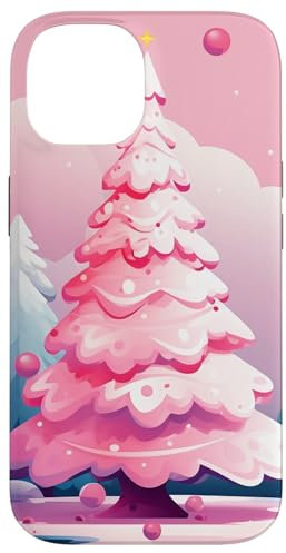 Custodia per iPhone 14 mini albero di Natale rosa || piccolo albero di Natale rosa