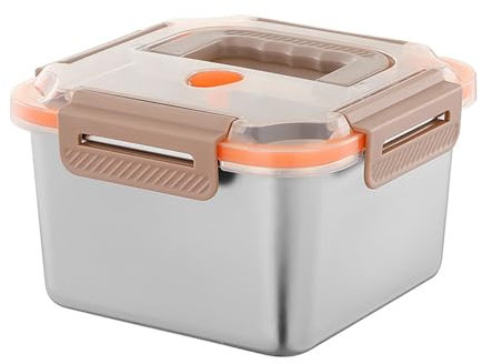LWLWA Fiambrera Hermetica, 2400 ml Fiambrera Acero Inoxidable, Sellado y a Prueba de Fugas, Tartera Comida Trabajo, Cuadrado, 19,5 x 19,5 x 11,6 Cm, con Asa, para Guardar y Conservar Alimentos