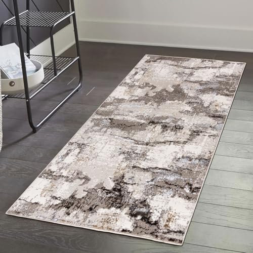 Mazovia Corredor de Alfombra Moderno Abstracto - Corredor de Alfombra para Cocina, Pasillo, Dormitorio, Vestíbulo - Pilas Cortas Certificado Oeko-Tex - Beige Crema Corredor de Alfombra - 80 x 400 cm