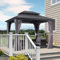 PURPLE LEAF Tonnelle de Jardin Exterieur 3 x 2,4 m, Pergola Jardin Exterieur avec Moustiquaire et Rideaux, Pergola Aluminium à Double Toit Acier Galvanisé, Pavillon pour Terrasse, Gris