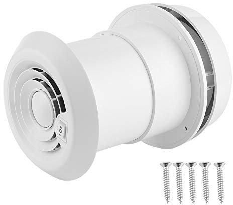 24V RV Roof Vent Fan 2 Gear Adjustable Round Ceiling Ventilation Grille Quiet RV Ventilation Fan for Campers Motorhome Travel Trailer Van(White)