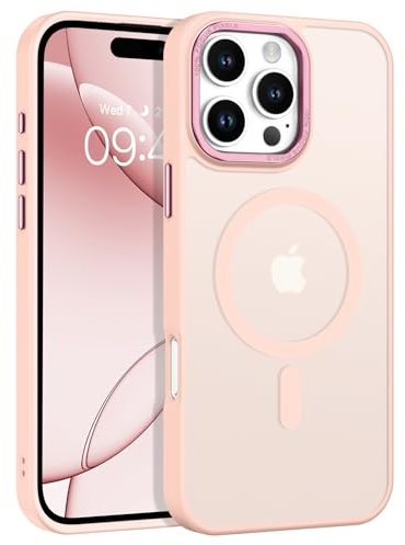 VENINGO Magnetic for iPhone 16 Pro Max Case, for iPhone 16 Pro Max Phone Case Compatible with MagSafe Matte Translucent TPU Bumper Shockproof 360 Protective Slim Case for 16 Pro Max, Light Pink