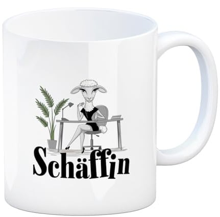 Schäffin Kaffeebecher für die Chefin im Büro lustige Tasse für Bürospaß und Schafliebhaber