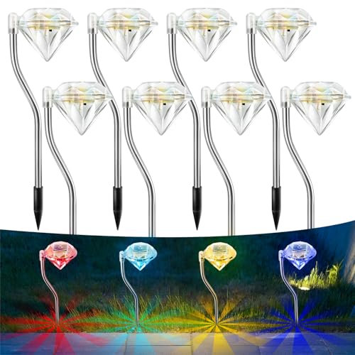 Anordsem Solarlampen für Außen Balkon Deko: Gartendeko für Draußen Wetterfest LED Diamant Solarleuchten - Farbwechselnde Beleuchtung Solar Lichterkette Aussen - Garten Deko Gift für Women Frau