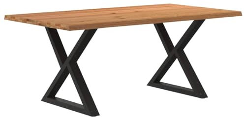 vidaXL Esstisch mit Baumkanten Hellbraun 180x100x74cm Massivholz Eiche, Küchentisch, Restauranttisch, Tisch Restaurant, Esszimmertisch, Bistrotisch