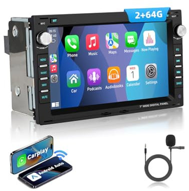 ESSGOO Drahtloses Carplay und Android 2+64G Android 14 Auto Autoradio Für VW VW Polo MK3/4 9N Golf 4 Passat B5 T5 Seat Skoda, 7 Zoll Touchscreen mit Bluetooth FM RDS GPS WiFi